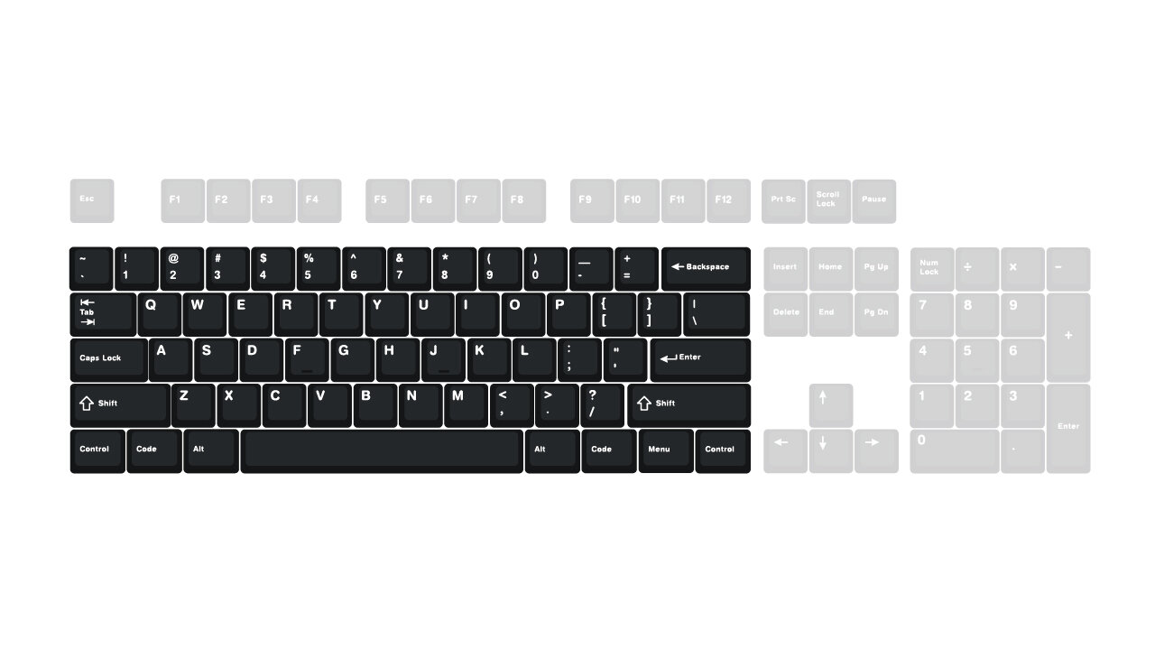 A diagram of a 60% Keyboard